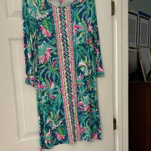 Lilly Pulitzer Tropical Print Long Sleeve Dress - Blue and Pink